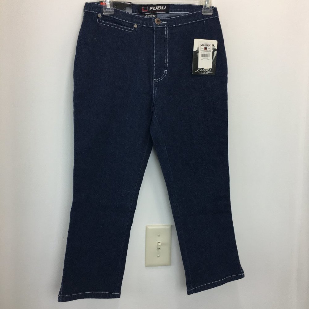 NEW FUBU Womens Denim Cropped Capri Blue Jeans W 9/10 NWT